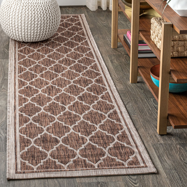 Hague Moroccan Trellis Textured Weave Espresso/Taupe Indoor/Outdoor Rug