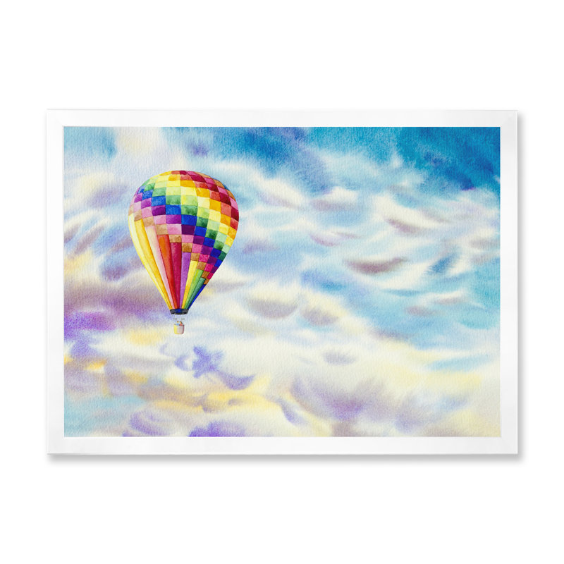 «Colorful Air Ballons Landscape», reproduction sur toile flottante, Cadre photo blanc, H 24 po x l 36 po x P 1 po