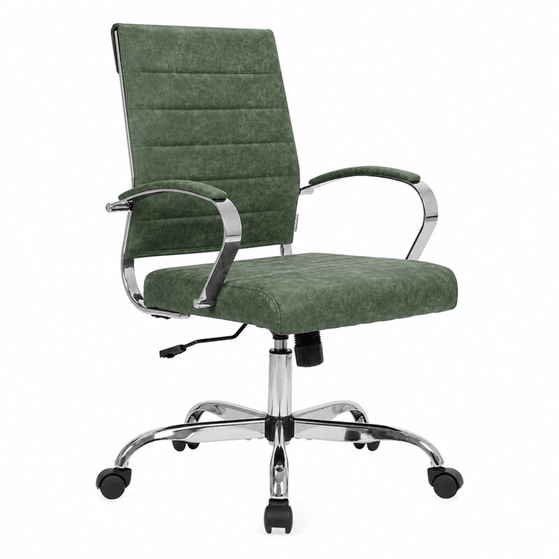 Fauteuil de conférence en cuir à dossier moyen Benmar à hauteur réglable, pivotant et inclinable (ensemble de 8), Set of 8