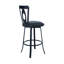 Tabouret de bar contemporain de 30 po de hauteur au fini noir mat et similicuir gris-728943034