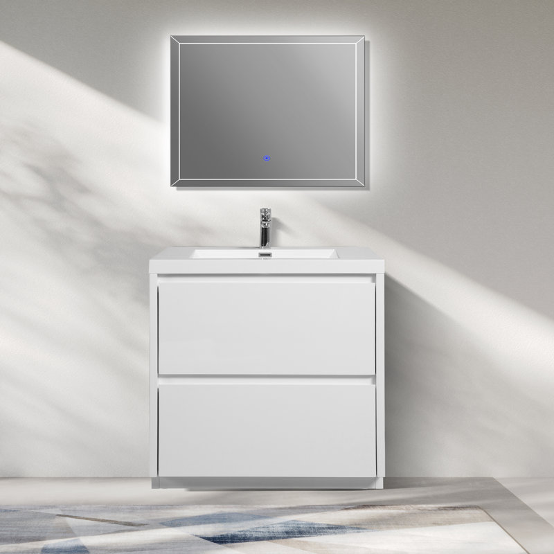 35-3/8 In. W X 19-5/8 In. D Freestanding Vanity  With Resin Composite Vanity Top In White