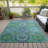 Machine Washable Indoor/Outdoor Xhevrie Teal Rug-111820164
