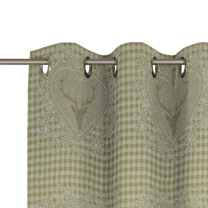 Devos Room Darkening Curtain Panel, 132cm Width x 145cm Drop, Green/Light grey