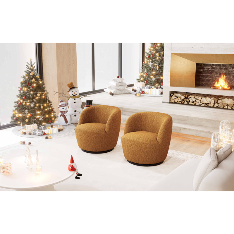 Fauteuil demi-tonneau pivotant Nen Boucle, Jaune havane