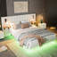 5ft Upholstered Bed With Headboard And 2 Lamps-2049039276-1956149441