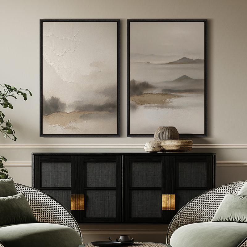 Framed Canvas Wall Art, Vintage Abstract Wall Canvas Prints 24"x36", Black, 36" H x 24" W
