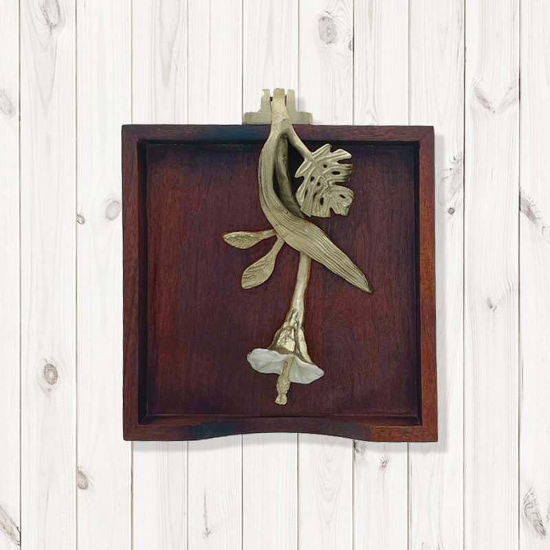 Porte-serviette en bois massif Floral
