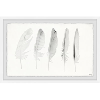 Adinel " Five White Feathers II " by Parvez Taj Black and White Photography Print
