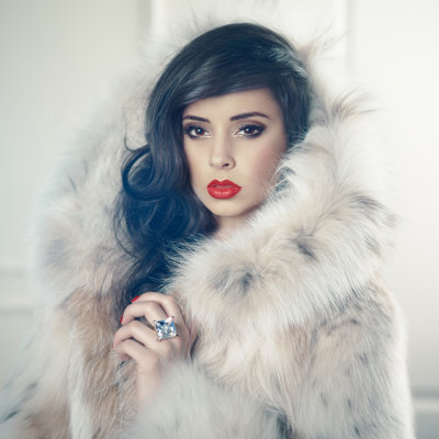 Lady In Fur Coat - Wrapped Canvas Print
