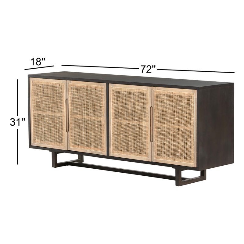Clarita 72'' W Solid Wood Sideboard, Black