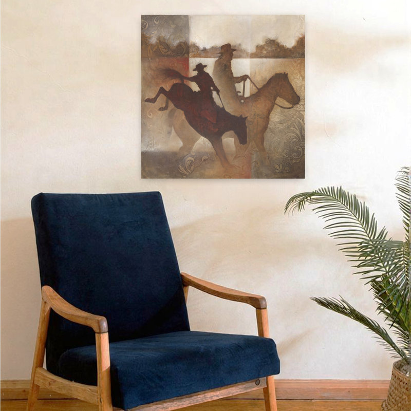 Country Cowboy I, art cheval contemporain, H 24 po x l 24 po