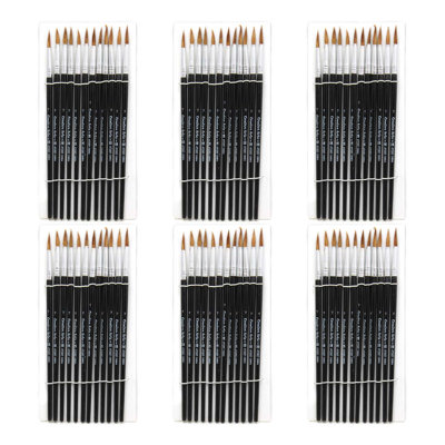 Charles Leonard Co. Water Colour Paint Brushes, #7 - 3/4" Camel Hair, Black Handle, 12 Per Set, 6 Sets