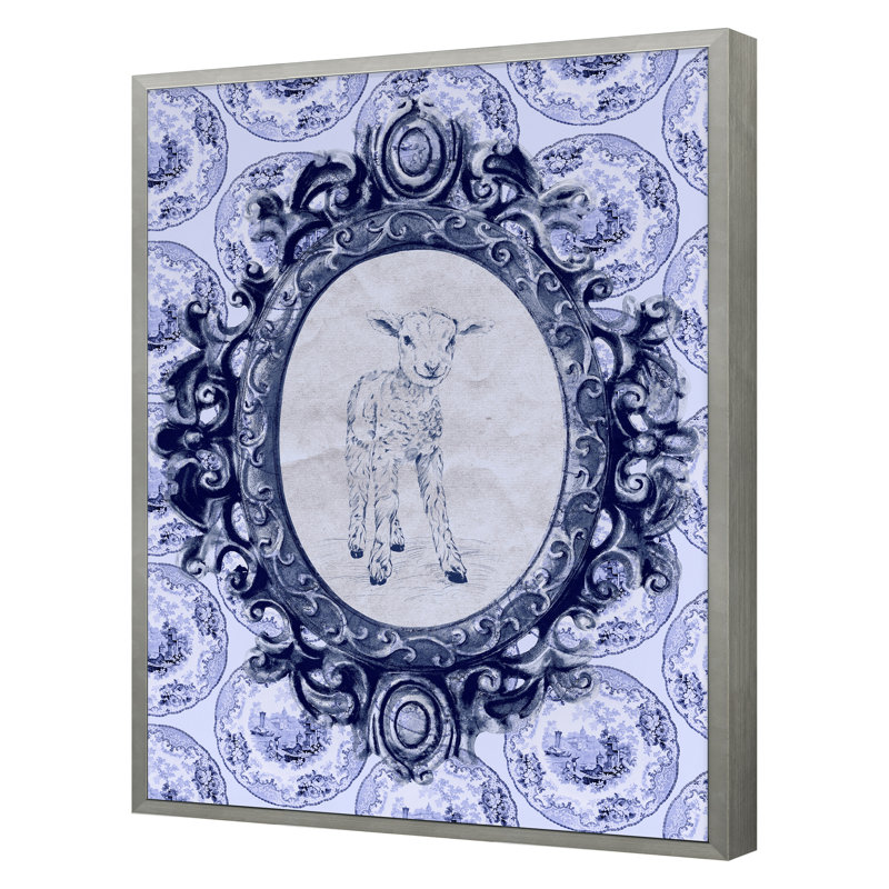 Toile Lamb Print by THE Studio, Silver Framed, 36" H x 27" W