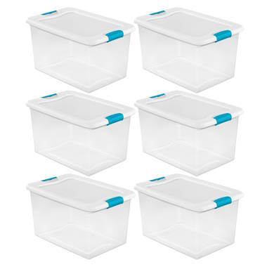 Really Good Stuff Stackable Large Storage Tubs with Locking Lids, 13 x 8  1/4 x 5 3/4 - 2 Pack, Clear | Stackable Storage Plastic Bins for