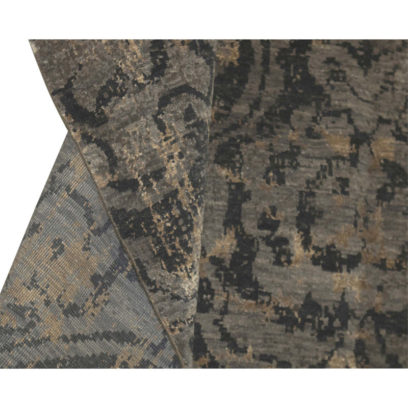 Hand Knotted Area Rug in Dark Gray