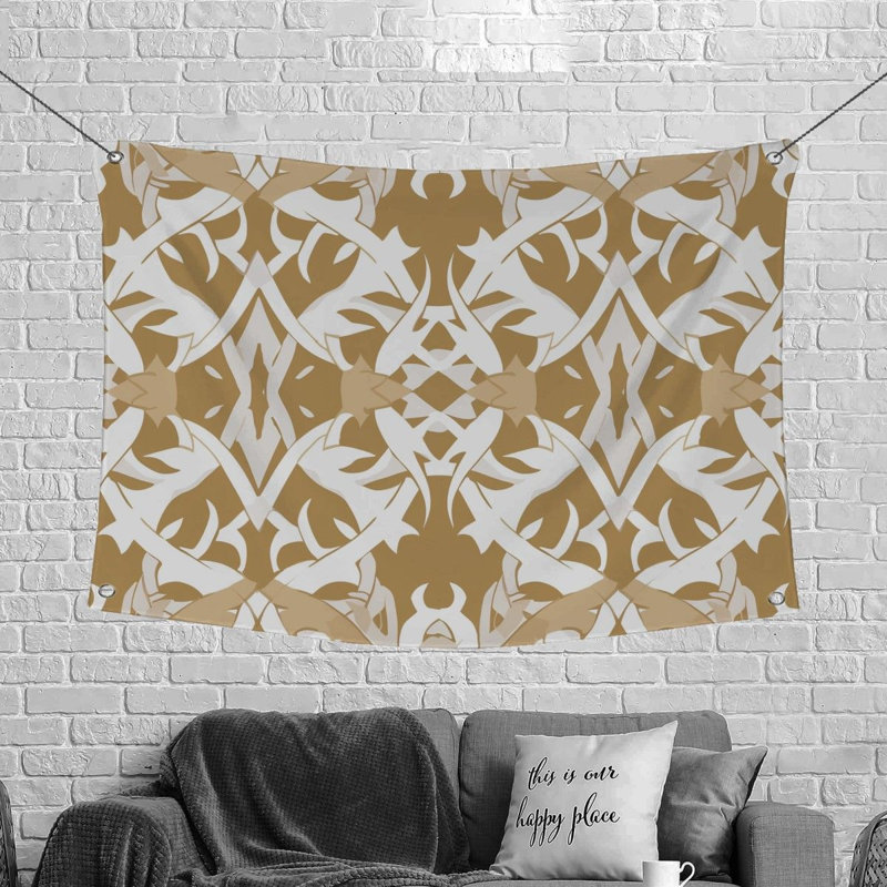 Botanical Artwork Bathroom Fabric Tapestry, 88" H x 104" W