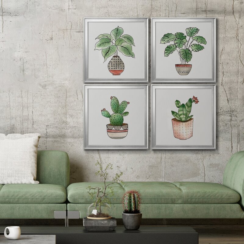 WexfordHome Boho Greenery I On Canvas 4 Pieces Painting | Wayfair