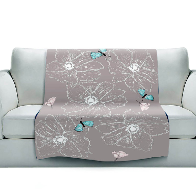 Couverture sherpa doux anemone papillon, l 51 po x L 60 po