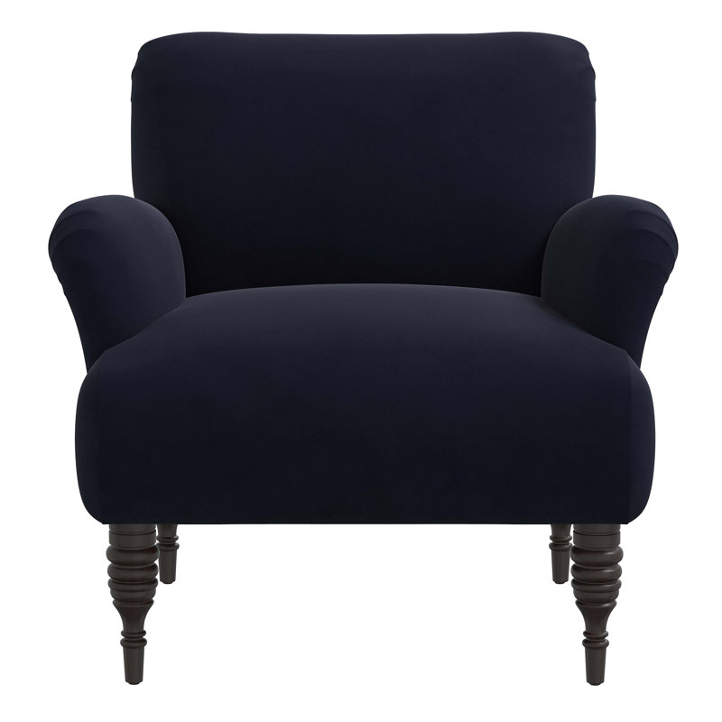 Fauteuil en polyester 81,28 cm de large, Encre velours classique, Bois noir