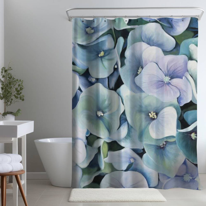 Floral – Polyester Shower Curtain, Dye Sublimation Print, 71" W × 74" L