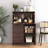 Desk Cabinet, with Storage Drawer & Shelves, Fold-up Desktop