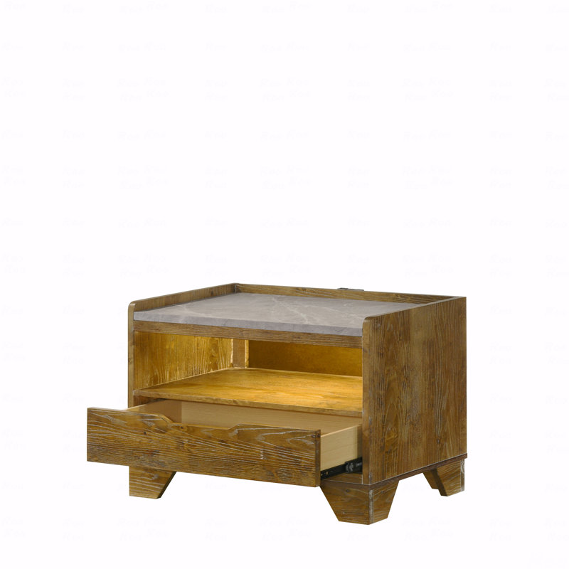 Light Aspen Brown Nightstand  W/Led