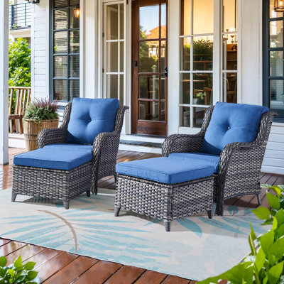 Chaises de patio en osier avec coussins Deb