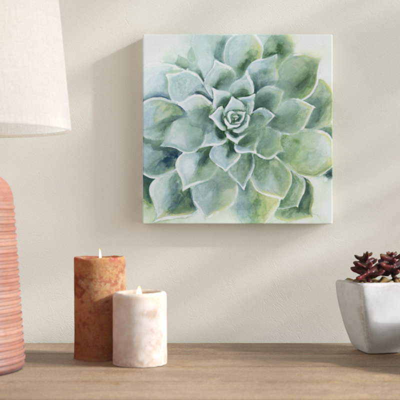" Verdant Succulent II " by Victoria Borges Painting Print, White Framed, 31.625" H x 31.625" W