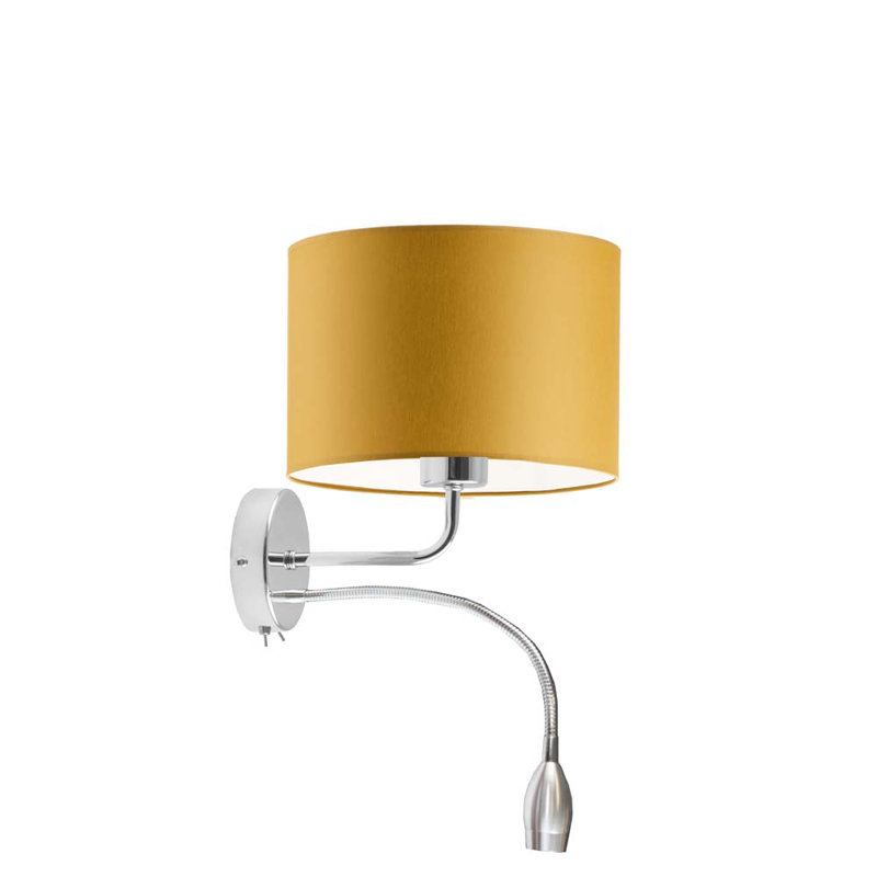 Audery Steel Armed Sconce, Chrome, Mustard