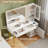 47.5" Makeup Vanity With Glass Top, Wood Vanity With Mirror And Lights, Dressing Table With 3 Lighting Modes For Bedroom-790177498