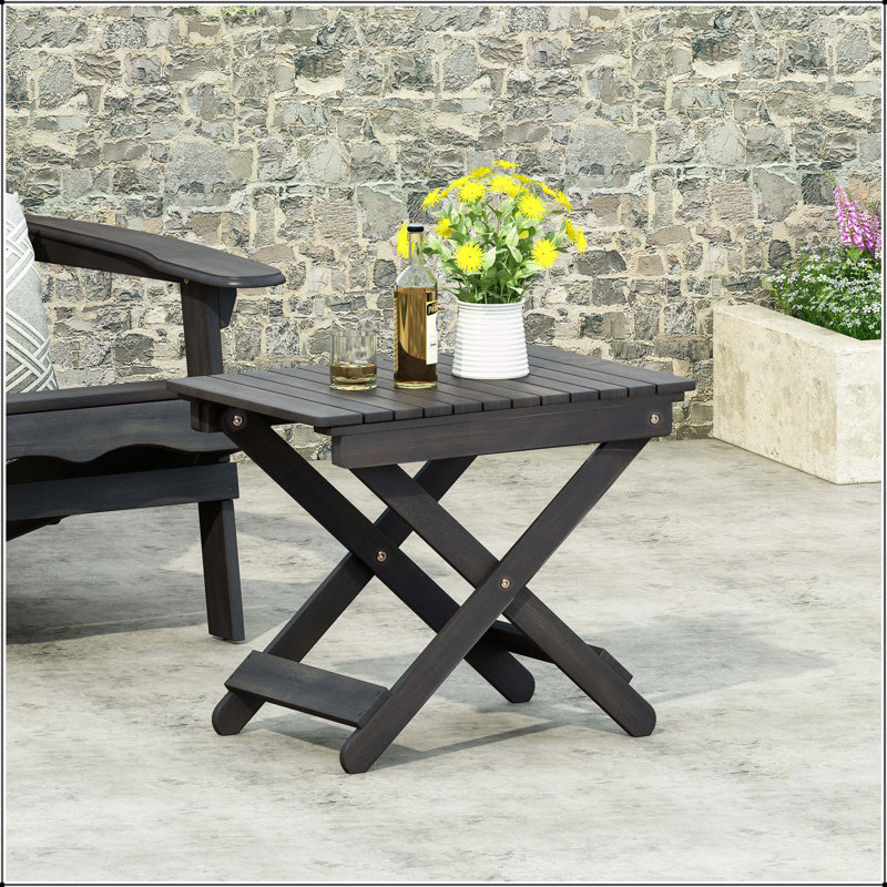 Table d'appoint d'extérieur pliante en bois, Gris foncé