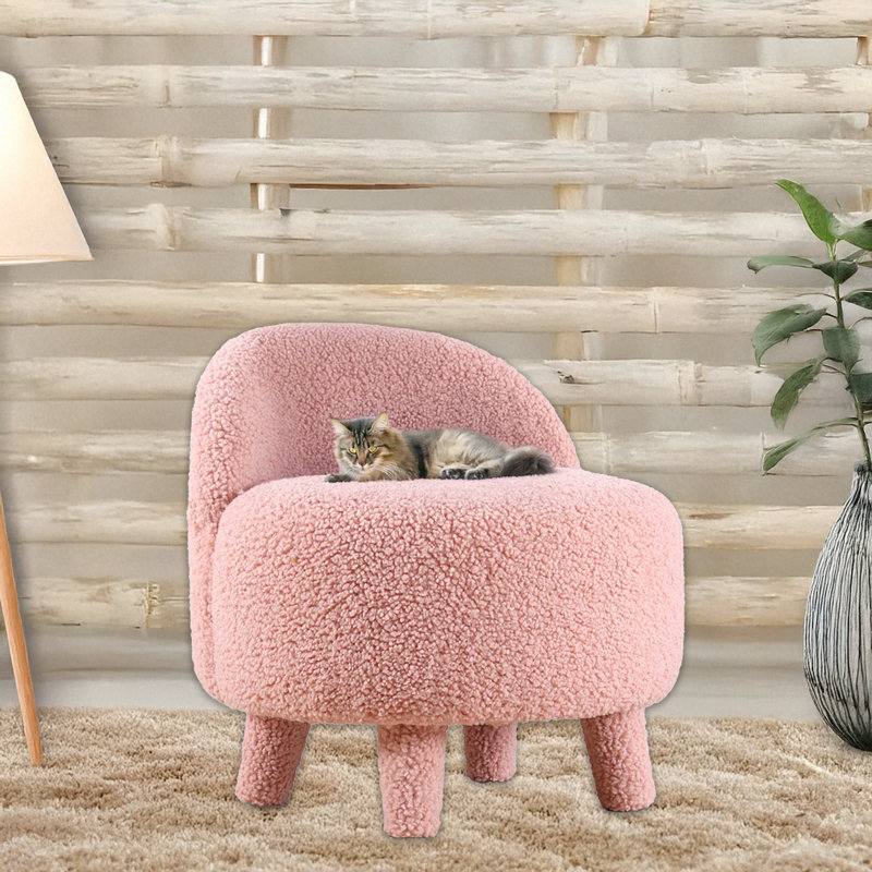 Round Orthopedic Sponge Ottoman With Wooden Legs