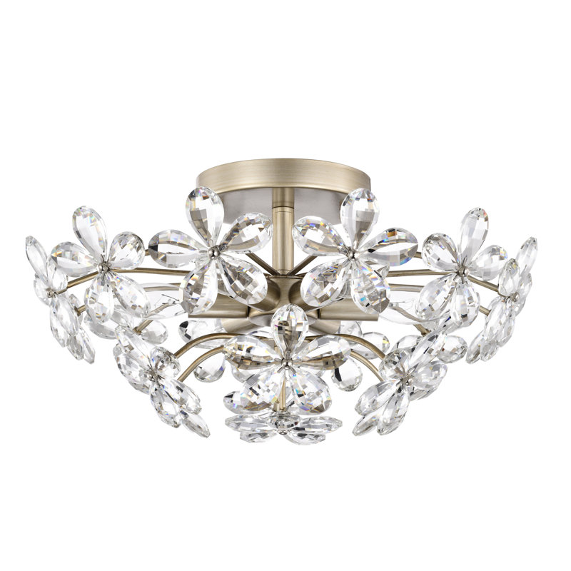 Rosa 6-light 17.7" Brushed Silver-ish Champagne Flower Crystal Flush Mount