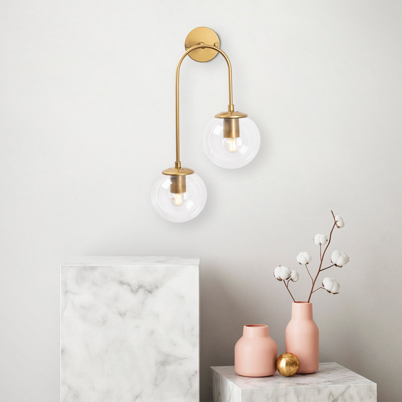 Armed Sconce, Shiny Gold, Clear