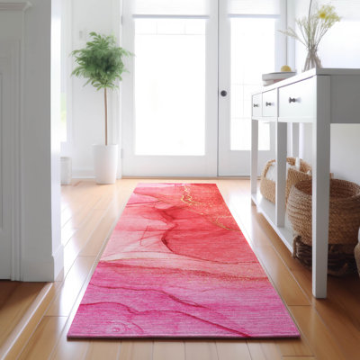 Premium Machine Washable Cerrito AMF507 Pink Rug
