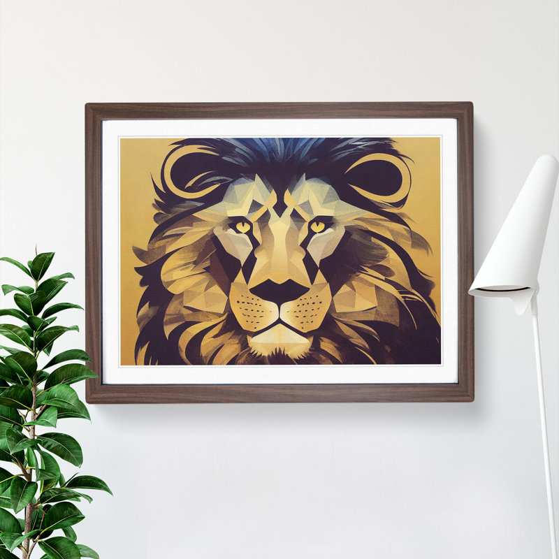 Captivating Abstract Lion - Framed Print, Walnut, 25cm H x 34cm W x 2cm D