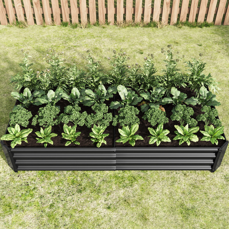 Jardinière rectangulaire surélevée en métal Verina de 18 lb pour le jardin extérieur, Black