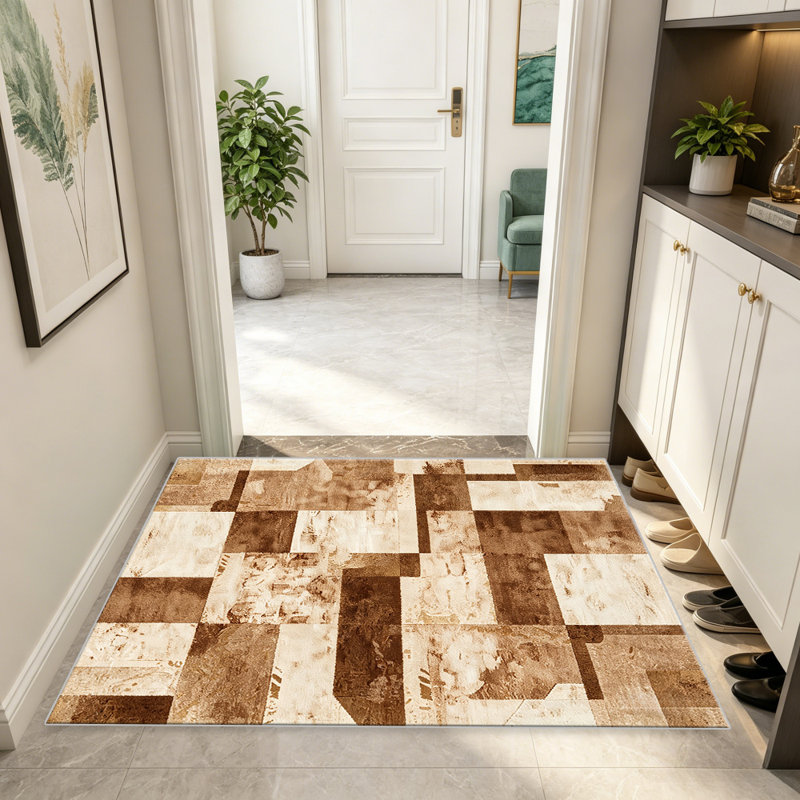 Beige Abstract Blocks area rugs for Living Room, Soft and Comfortable, Suitable for all seasons, easy to maintain, machine washable Indoor floor mat, Under Table Farmhouse suitable for Bedroom, Dining Room, Study, Patio, Balcony, Home Decor