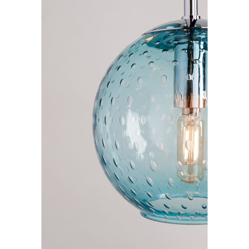 Luminaire suspendu 1 lumière Rousseau, Chrome poli, Bleu, H 7,75 PO X L 6 PO X P 6 PO