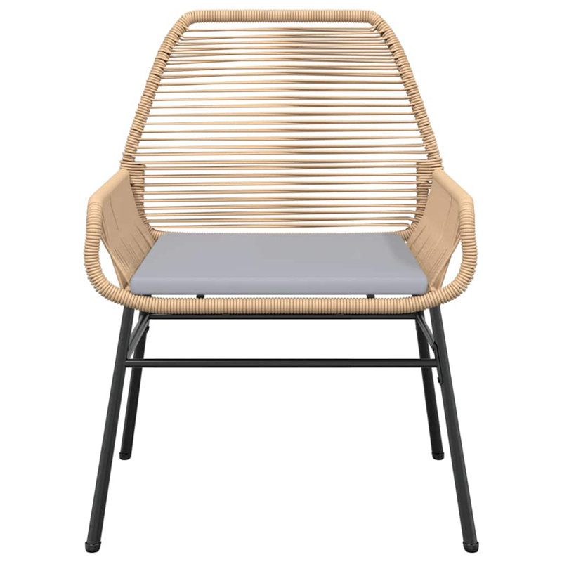 Ensemble repas de patio avec coussins en verre et poly rotin, Gris / Brun, H 29,1 po x l 31,5 po x L 63 po, 4
