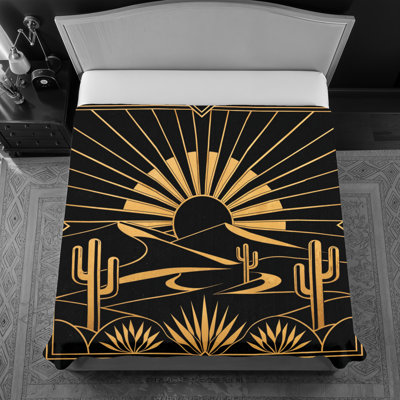 Desert Landscape Polyester Geometric Bedspread