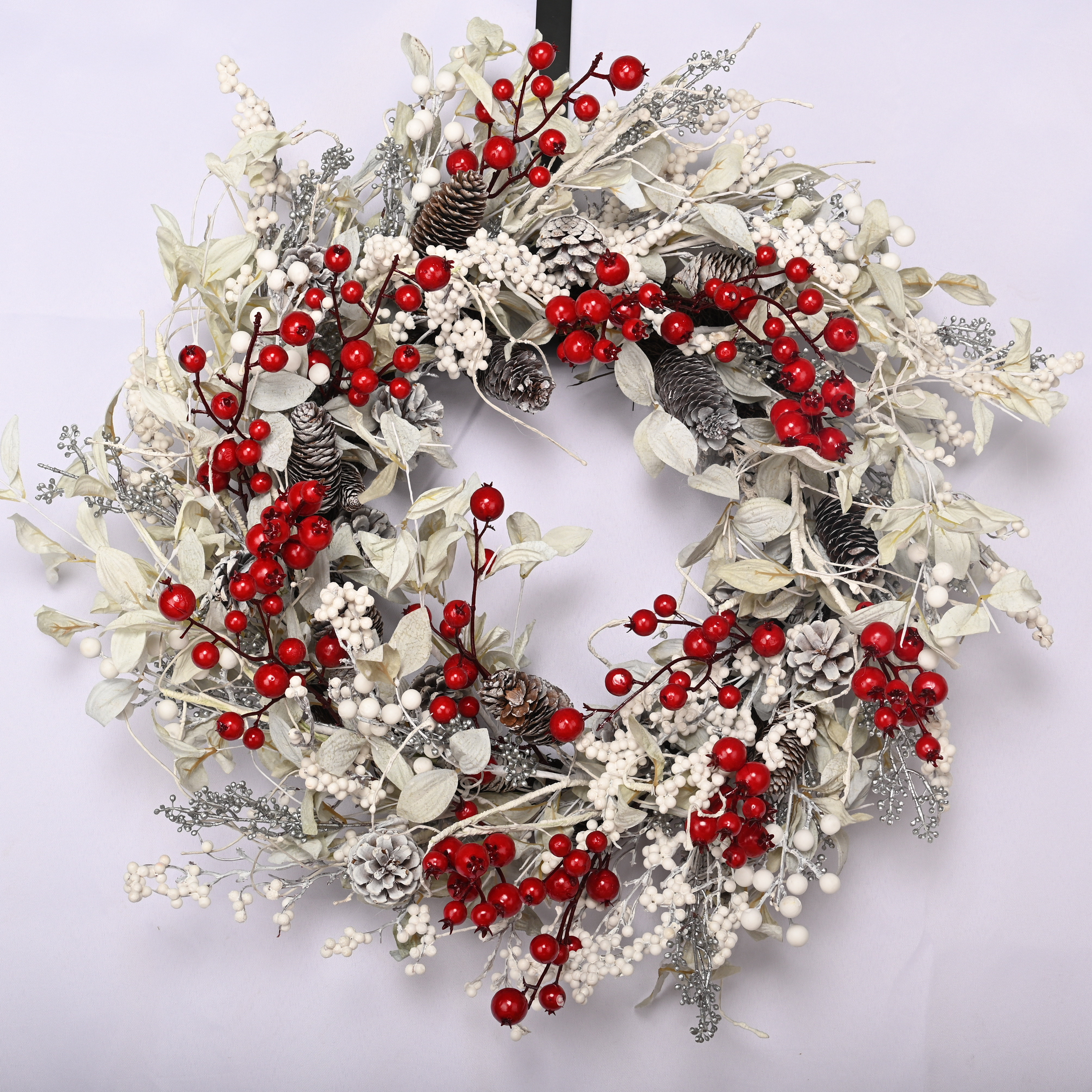 Primrue 26" Faux Winter Christmas Pinecone Berry Twig Front Door Wreath & Reviews | Wayfair