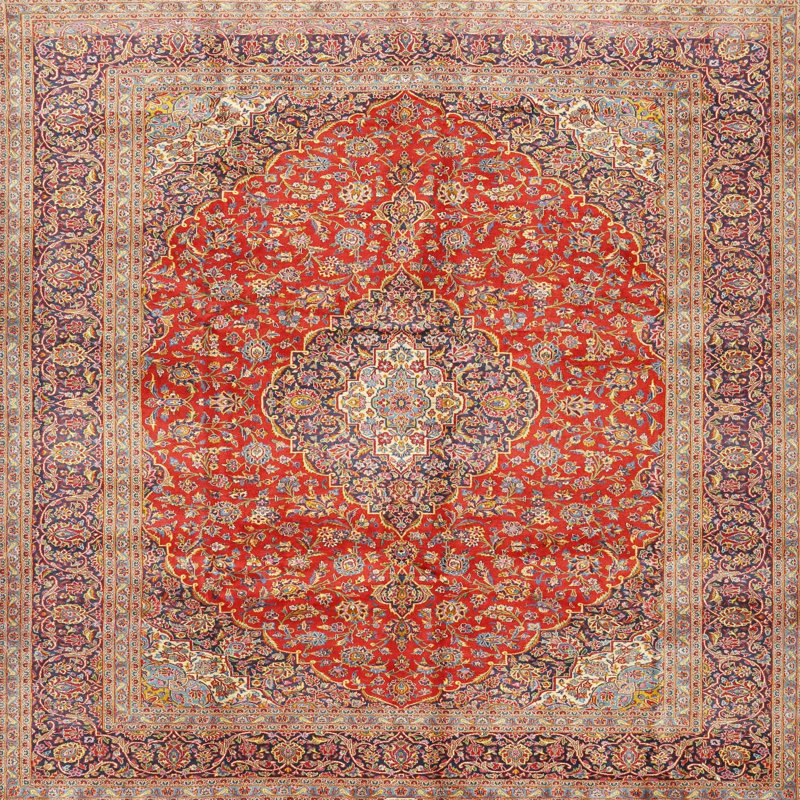 Tapis traditionnel mehroon/noir/crème Satrogan, Rond 4 pi