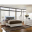 Table de chevet 2 tiroirs en bois, blanc brillant