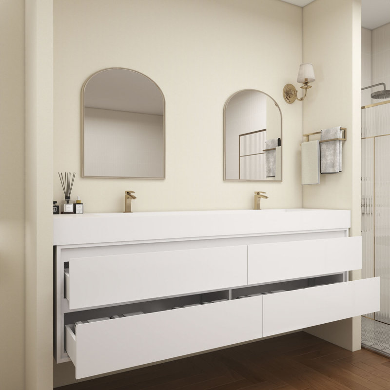 Victoria 84''Bathroom Vanity Base, Glossy White