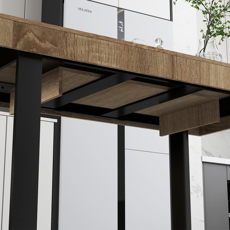 Rectangular Extendable Dining Table, Oak Wood, Black