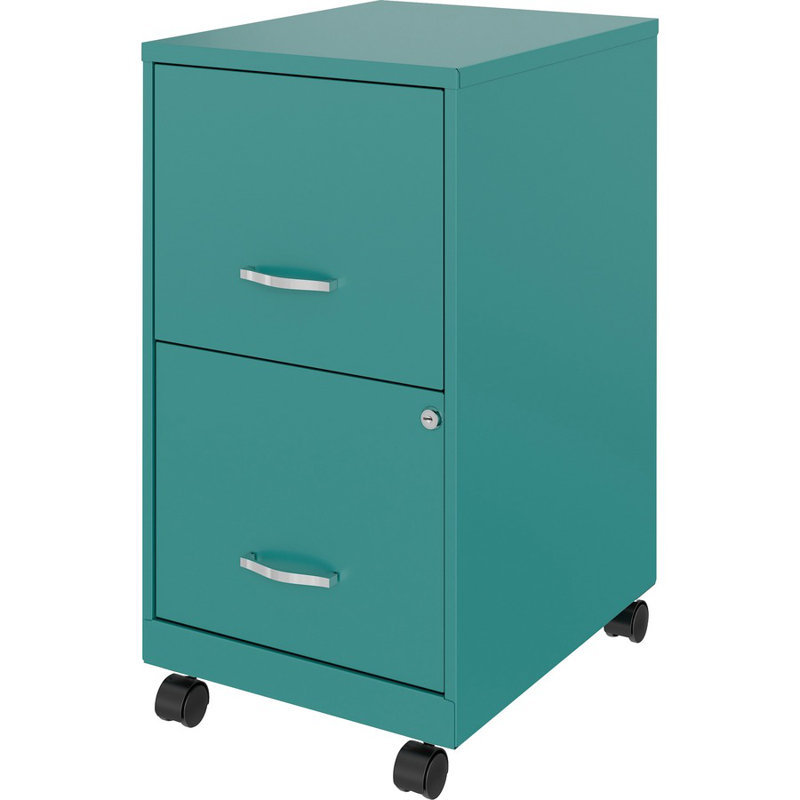 Teal Steel 2-Drawer Lockable Mobile File Cabinet