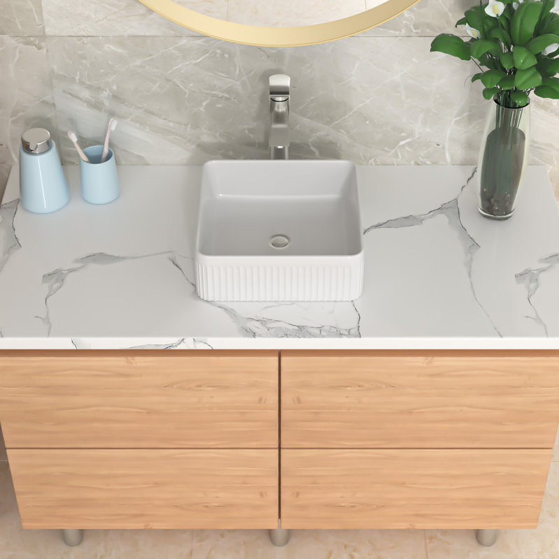 Lordear 15.75'' Ceramic Square Bathroom Sink