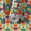 Papier peint adhésif peler et coller en PVC, revêtement mural auto-adhésif amovible avec imprimé géométrique moderne rétro Mid-Century, imperméable pour la décoration intérieure - Rouleau