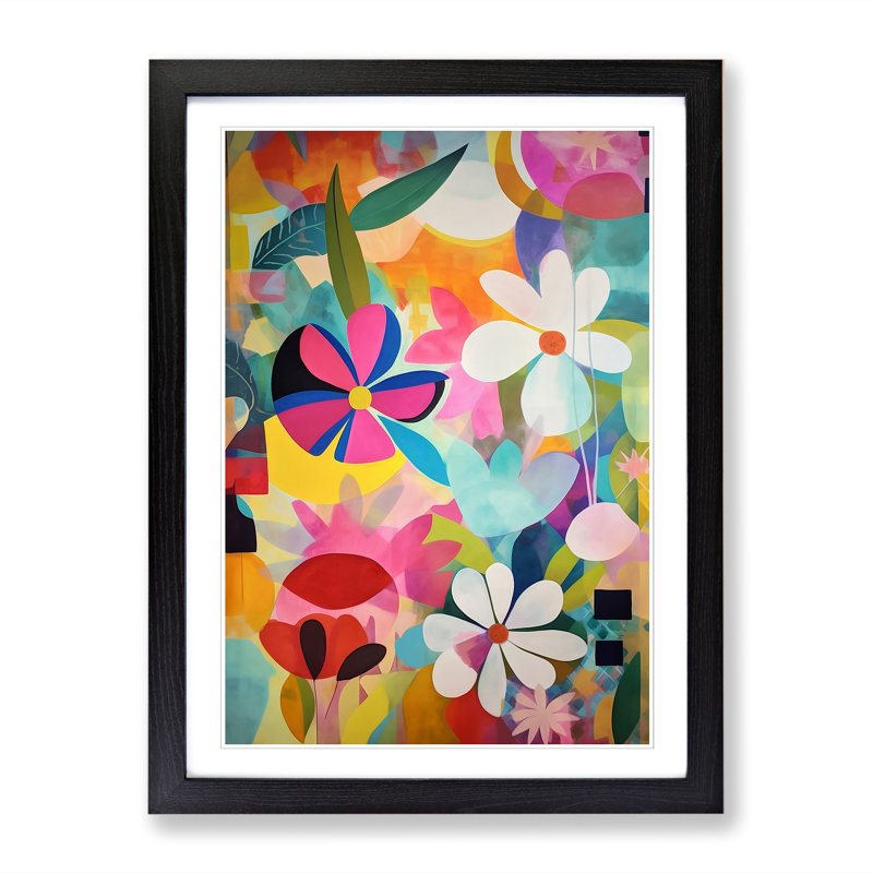 Retro Flowers Vol.5 1 Piece Single Picture Frame Wall Art, 64cm H x 46cm W x 2cm D, Walnut